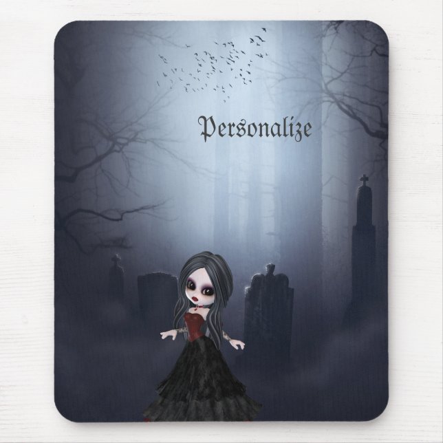 Personalisiertes Mousepad. Niedliches Goth Mädchen Mousepad (Vorne)
