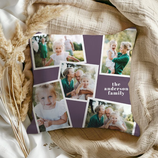 Personalisiertes Multi-Foto lila elegant und moder Kissen (Von Creator hochgeladen)