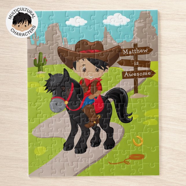 Personalisiertes multikulturelles Cowboy Jigsaw Pu Puzzle (Von Creator hochgeladen)