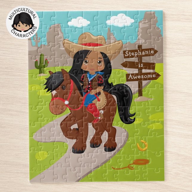 Personalisiertes multikulturelles Cowgirl Jigsaw P Puzzle (Von Creator hochgeladen)
