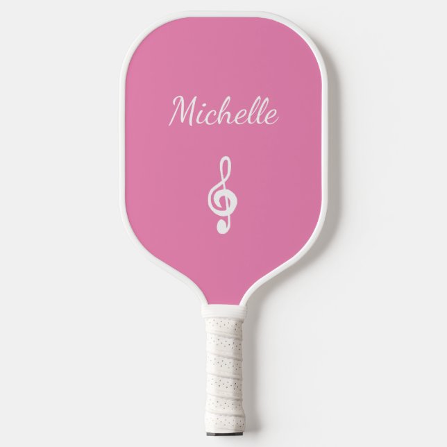 Personalisiertes Musical Treble Clef Niedlich rosa Pickleball Schläger (Vorderseite)