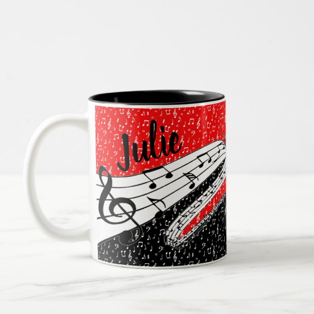 Personalisiertes Musikthema Zweifarbige Tasse (Links)