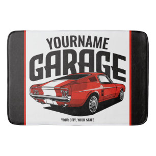 Personalisiertes Muskelwagen 1967 Garage Badematte