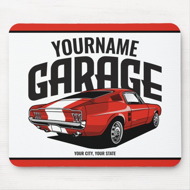 Personalisiertes Muskelwagen 1967 Garage Mousepad (Vorne)