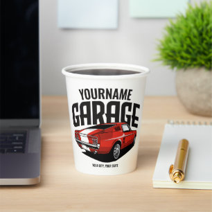 Personalisiertes Muskelwagen 1967 Garage Pappbecher