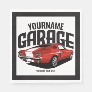 Personalisiertes Muskelwagen 1967 Garage Serviette