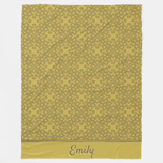 Personalisiertes Mustard Yellow Pattern Fleecedecke (Vorderseite)