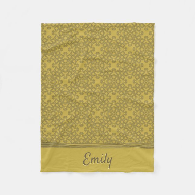 Personalisiertes Mustard Yellow Pattern Fleecedecke (Vorderseite)