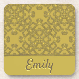 Personalisiertes Mustard Yellow Pattern Getränkeuntersetzer