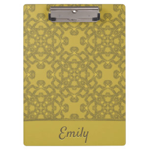 Personalisiertes Mustard Yellow Pattern Klemmbrett
