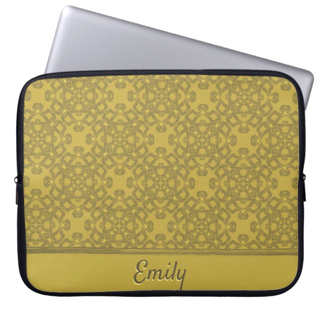 Personalisiertes Mustard Yellow Pattern Laptopschutzhülle (Vorderseite)