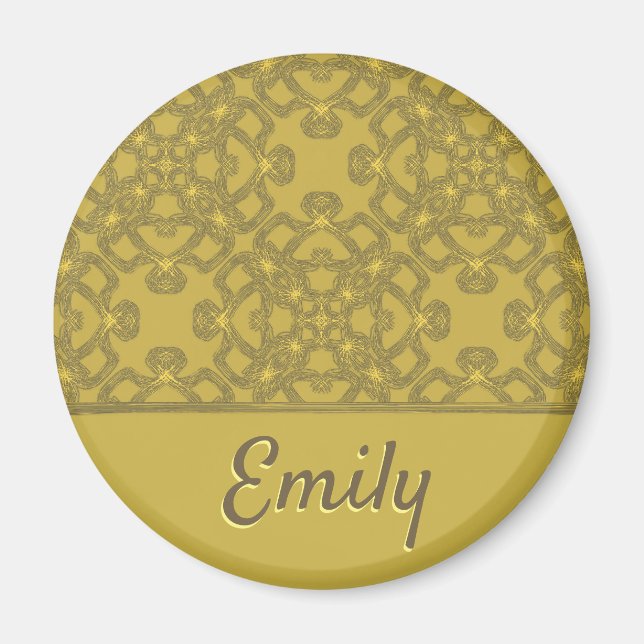 Personalisiertes Mustard Yellow Pattern Magnet (Vorne)