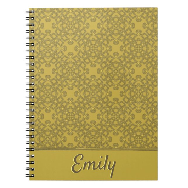 Personalisiertes Mustard Yellow Pattern Notizblock (Vorderseite)