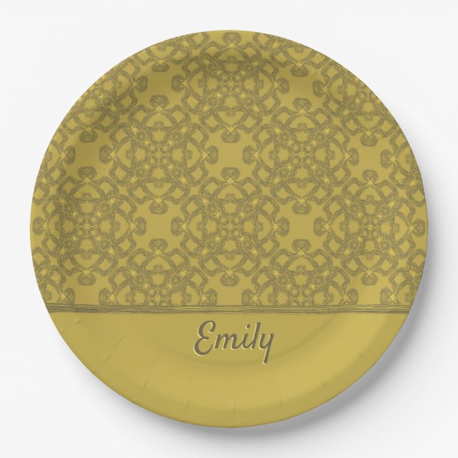 Personalisiertes Mustard Yellow Pattern Pappteller (Vorderseite)