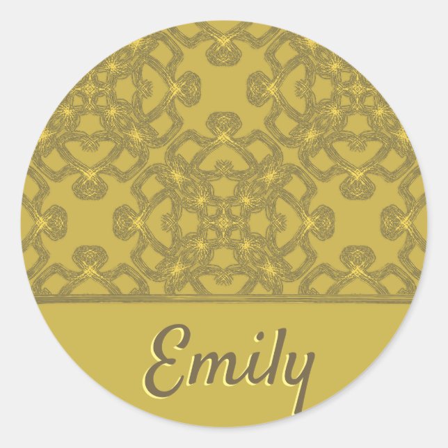 Personalisiertes Mustard Yellow Pattern Runder Aufkleber (Vorderseite)
