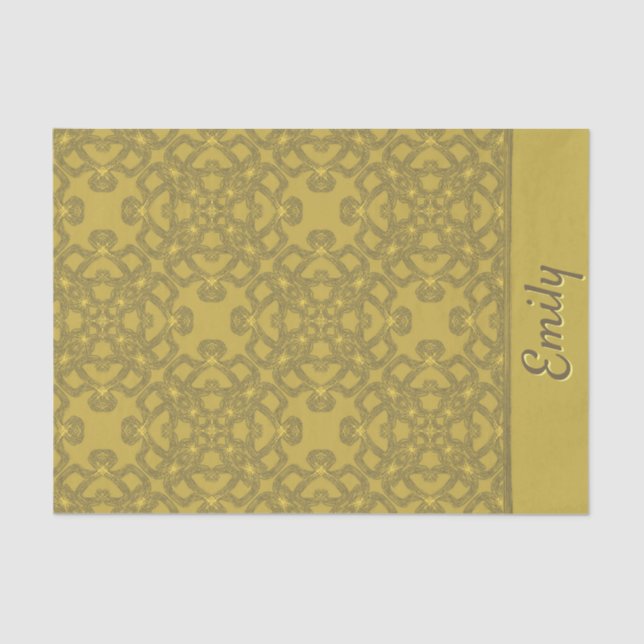 Personalisiertes Mustard Yellow Pattern Seidenpapier (Vorderseite)