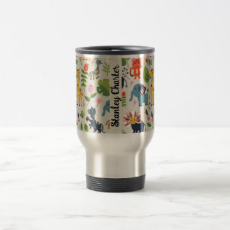 Personalisiertes Muster des Jungle Pastell Leaf Reisebecher