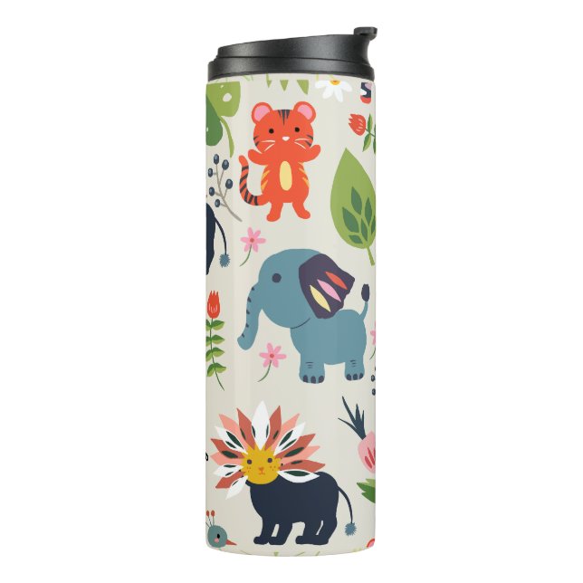 Personalisiertes Muster des Jungle Pastell Leaf Thermosbecher (Nach links gedreht)