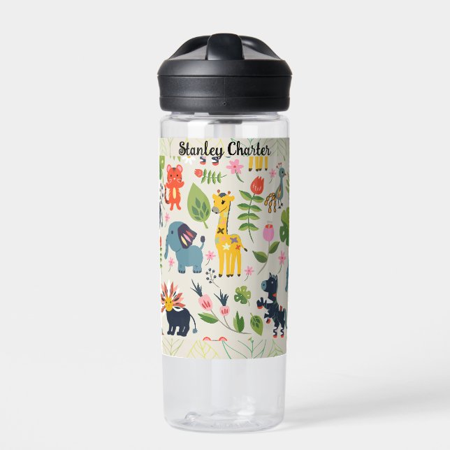 Personalisiertes Muster des Jungle Pastell Leaf Trinkflasche (Vorderseite)