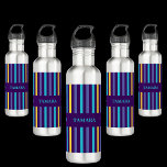 Personalisiertes Muster Edelstahlflasche<br><div class="desc">Personalisierte Farbenfrohe Streifen Muster Edelstahlflasche. Passen Sie es mit Ihrem Namen an,  um einen schicken,  gürteleigenen Look zu erhalten.</div>