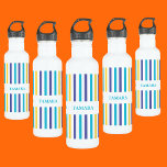 Personalisiertes Muster Edelstahlflasche<br><div class="desc">Personalisierte Farbenfrohe Streifen Muster Edelstahlflasche. Passen Sie es mit Ihrem Namen an,  um einen schicken,  gürteleigenen Look zu erhalten.</div>