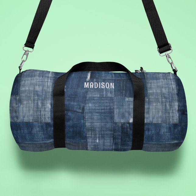 Personalisiertes Muster für blautexturierte Denim- Duffle Bag (Von Creator hochgeladen)