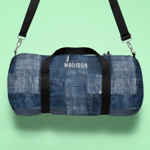 Personalisiertes Muster für blautexturierte Denim- Duffle Bag