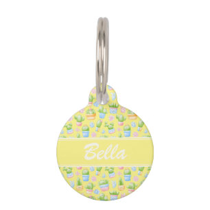 Personalisiertes Muster für gelbe Kakteen Puppy Hu Haustiermarke