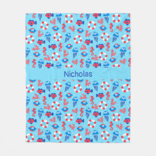 Personalisiertes Muster für Kids Ocean Elements Fleecedecke