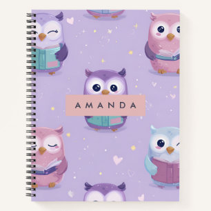 Personalisiertes Muster für Pastell-Owls Notizbuch