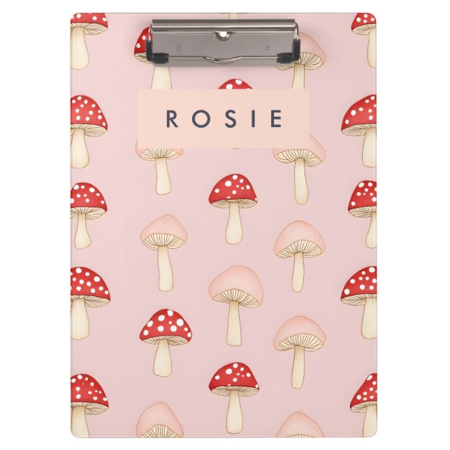 Personalisiertes Muster in Rosa Mushroom Klemmbrett (Vorderseite)