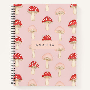 Personalisiertes Muster in Rosa Mushroom Notizbuch
