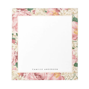 Personalisiertes Muster mit alten rosa Gartenrosen Notizblock