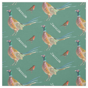 Personalisiertes Muster von Pheasant und Robin Bir Stoff