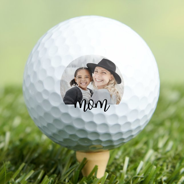 Personalisiertes Mutter-Foto Golfball (Black White Mom Photo Golf Balls )