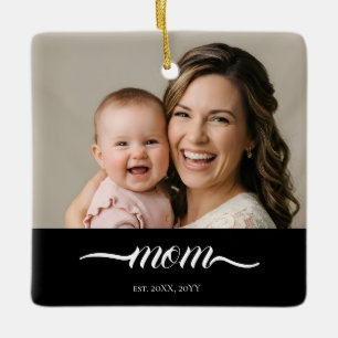 Personalisiertes Mutter-Foto-Jahr Gegründet Modern Keramikornament