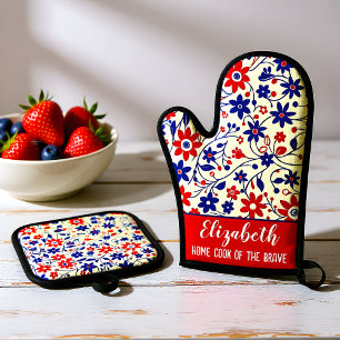 Personalisiertes Mutter-Küchen-Set für Selbstgekoc Ofenhandschuh & Topflappen-Set