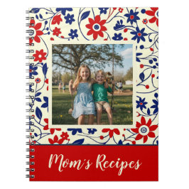Personalisiertes Mutter-Rezept-Foto-Blumenmuster Notizblock