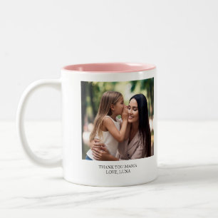 Personalisiertes Muttertags-Danke-Mama Zweifarbige Tasse