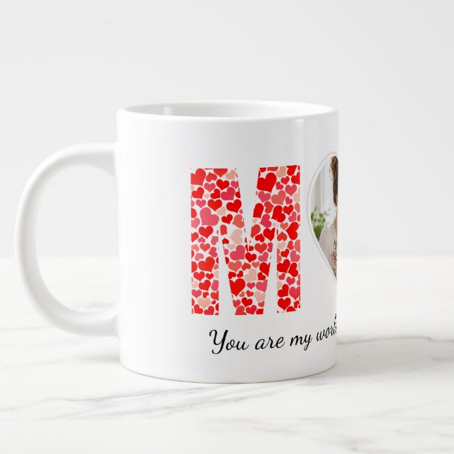 Personalisiertes Muttertagsfoto Jumbo-Tasse (Links)