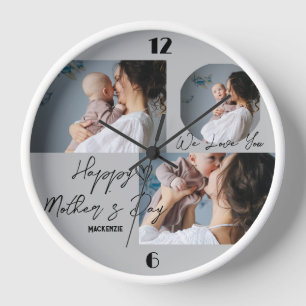 Personalisiertes Muttertagsgeschenk, drei Foto-Col Uhr
