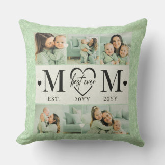 Personalisiertes Mutti-Foto Sage Green-Wurfkissen Kissen