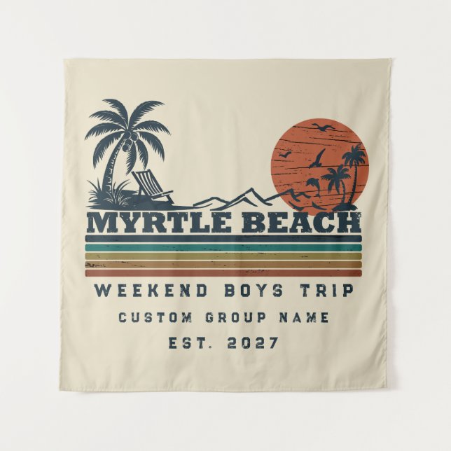Personalisiertes Myrtle Beach-Wochenende-Junggesel Wandteppich (Vorderseite)