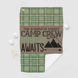 Personalisiertes NAME-Ferienhaus Camping-Abenteuer Golfhandtuch