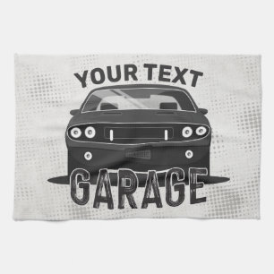 Personalisiertes NAME Klassisches Muscle-Car-Garag Geschirrtuch