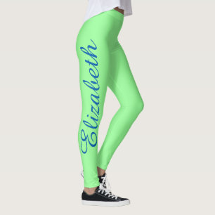 Personalisiertes Name-Monogramm-Minzen-Grün Leggings