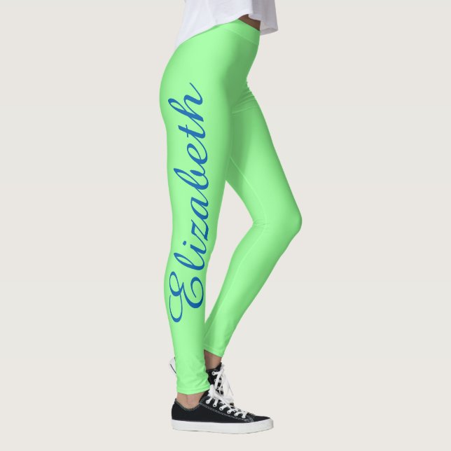 Personalisiertes Name-Monogramm-Minzen-Grün Leggings (Rechts)