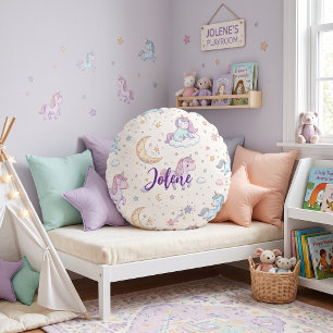 Personalisiertes Namen Einhorn Schlafzimmer Dekor Rundes Kissen
