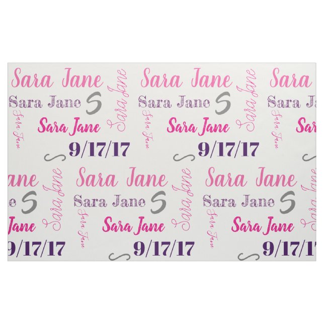Personalisiertes Namen-und Geburtstags-Gewebe Stoff (Fat Quarter (45,7 x 55,9 cm))