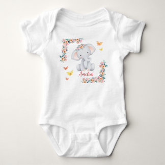 Personalisiertes Namens-Babyschlüpfer mit floralem Baby Strampler